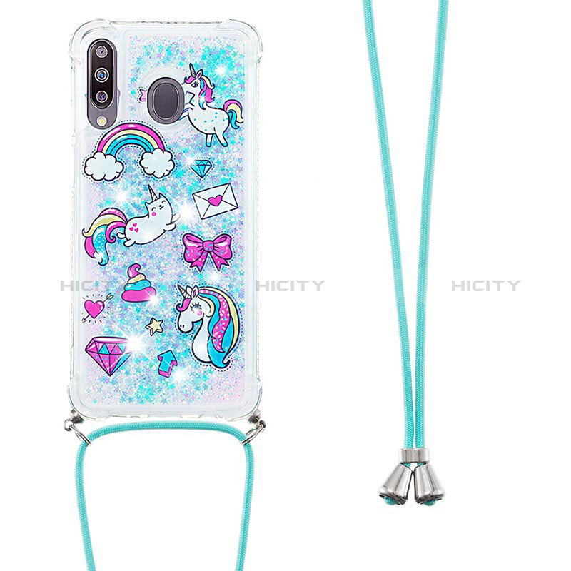 Silikon Hülle Handyhülle Gummi Schutzhülle Flexible Tasche Bling-Bling mit Schlüsselband Lanyard S02 für Samsung Galaxy A40s