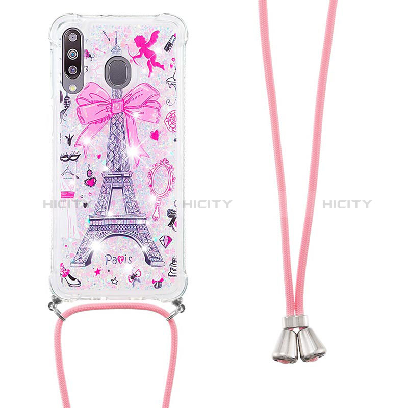 Silikon Hülle Handyhülle Gummi Schutzhülle Flexible Tasche Bling-Bling mit Schlüsselband Lanyard S02 für Samsung Galaxy A40s