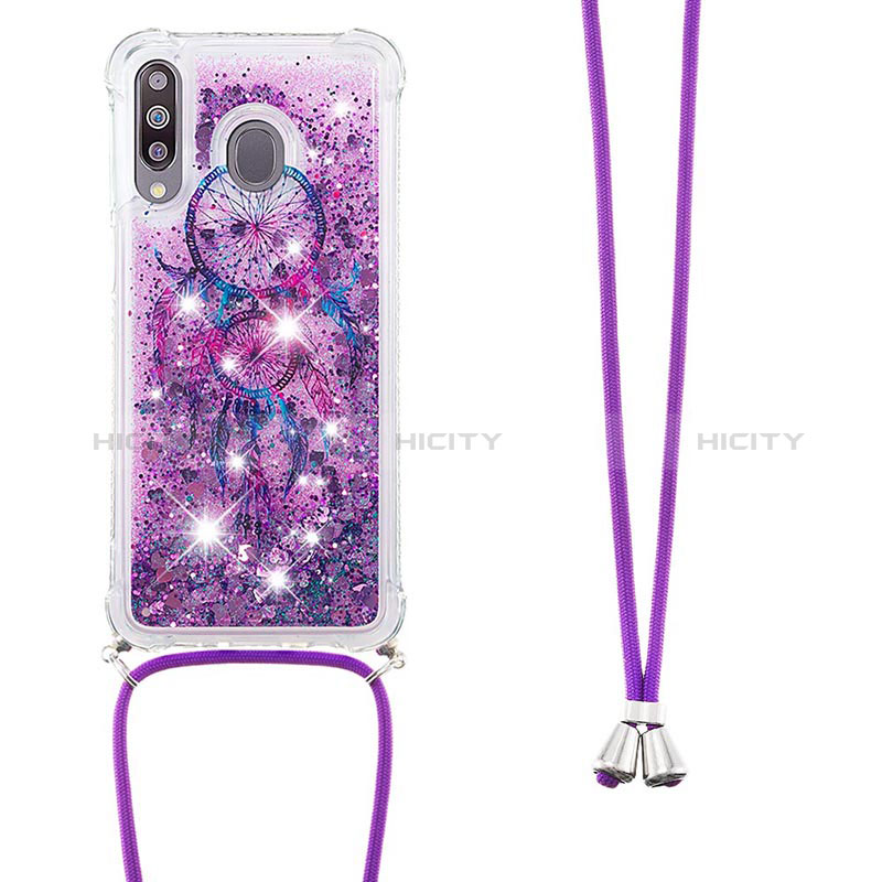 Silikon Hülle Handyhülle Gummi Schutzhülle Flexible Tasche Bling-Bling mit Schlüsselband Lanyard S02 für Samsung Galaxy A40s