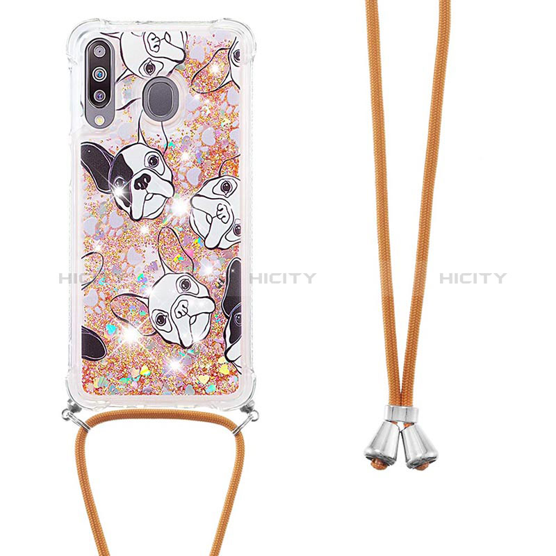 Silikon Hülle Handyhülle Gummi Schutzhülle Flexible Tasche Bling-Bling mit Schlüsselband Lanyard S02 für Samsung Galaxy A40s