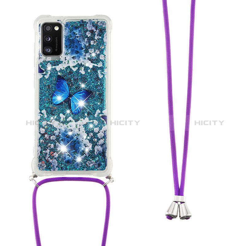 Silikon Hülle Handyhülle Gummi Schutzhülle Flexible Tasche Bling-Bling mit Schlüsselband Lanyard S02 für Samsung Galaxy A41