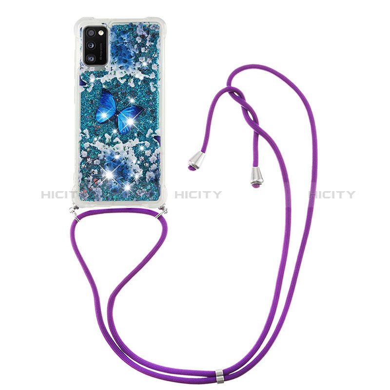 Silikon Hülle Handyhülle Gummi Schutzhülle Flexible Tasche Bling-Bling mit Schlüsselband Lanyard S02 für Samsung Galaxy A41