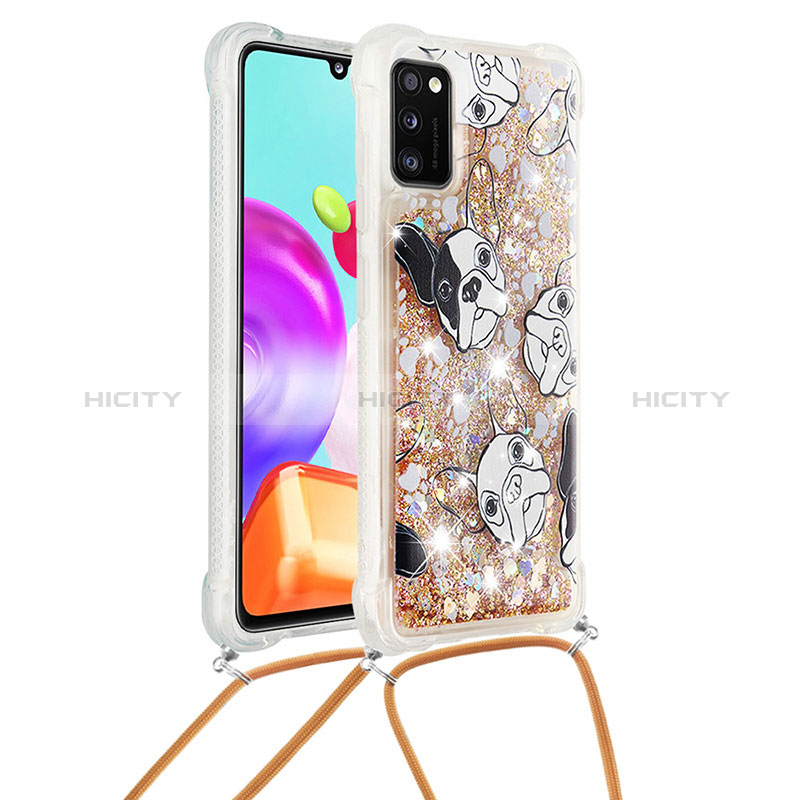 Silikon Hülle Handyhülle Gummi Schutzhülle Flexible Tasche Bling-Bling mit Schlüsselband Lanyard S02 für Samsung Galaxy A41