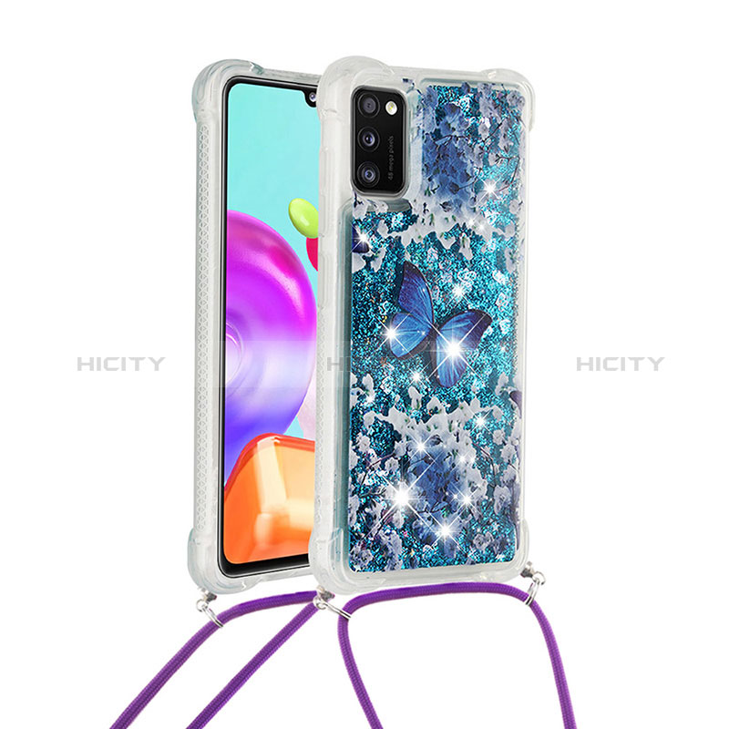 Silikon Hülle Handyhülle Gummi Schutzhülle Flexible Tasche Bling-Bling mit Schlüsselband Lanyard S02 für Samsung Galaxy A41