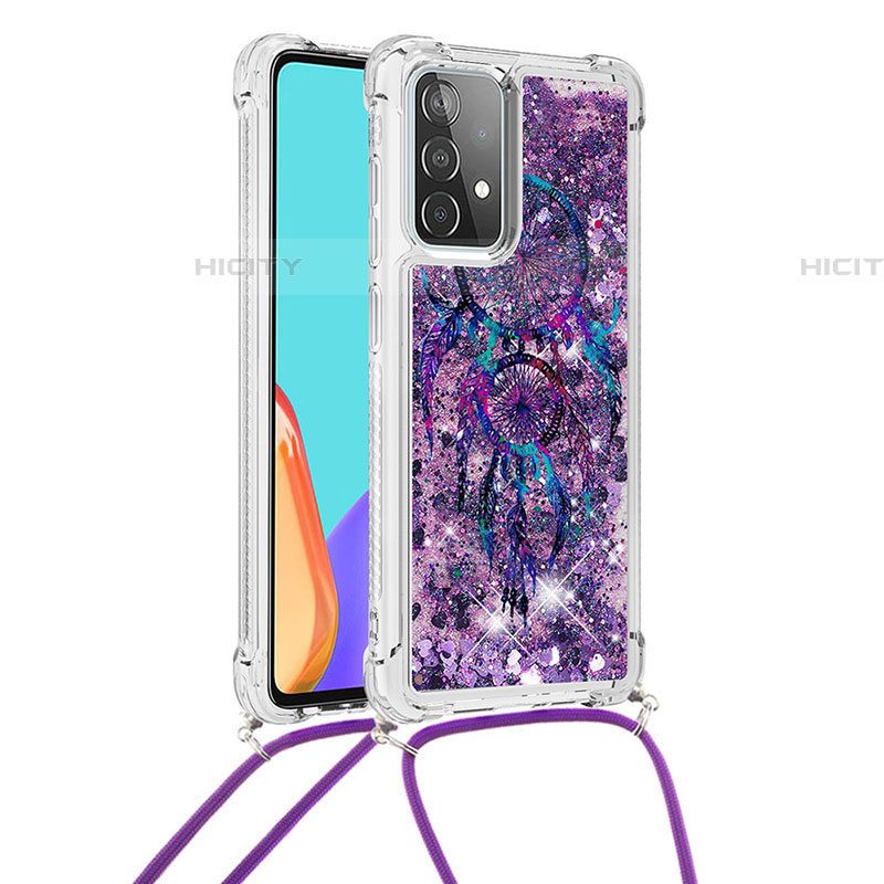 Silikon Hülle Handyhülle Gummi Schutzhülle Flexible Tasche Bling-Bling mit Schlüsselband Lanyard S02 für Samsung Galaxy A52 5G groß