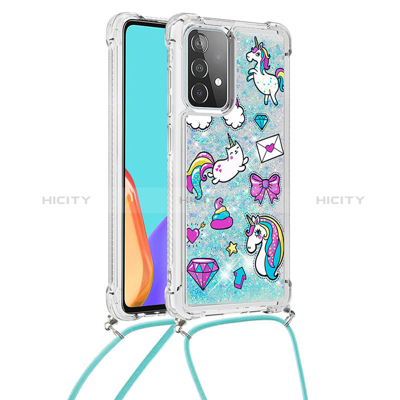 Silikon Hülle Handyhülle Gummi Schutzhülle Flexible Tasche Bling-Bling mit Schlüsselband Lanyard S02 für Samsung Galaxy A52s 5G