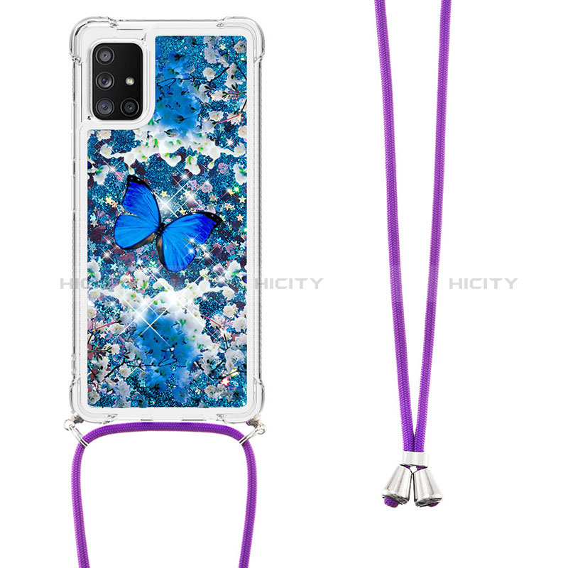 Silikon Hülle Handyhülle Gummi Schutzhülle Flexible Tasche Bling-Bling mit Schlüsselband Lanyard S02 für Samsung Galaxy A71 4G A715