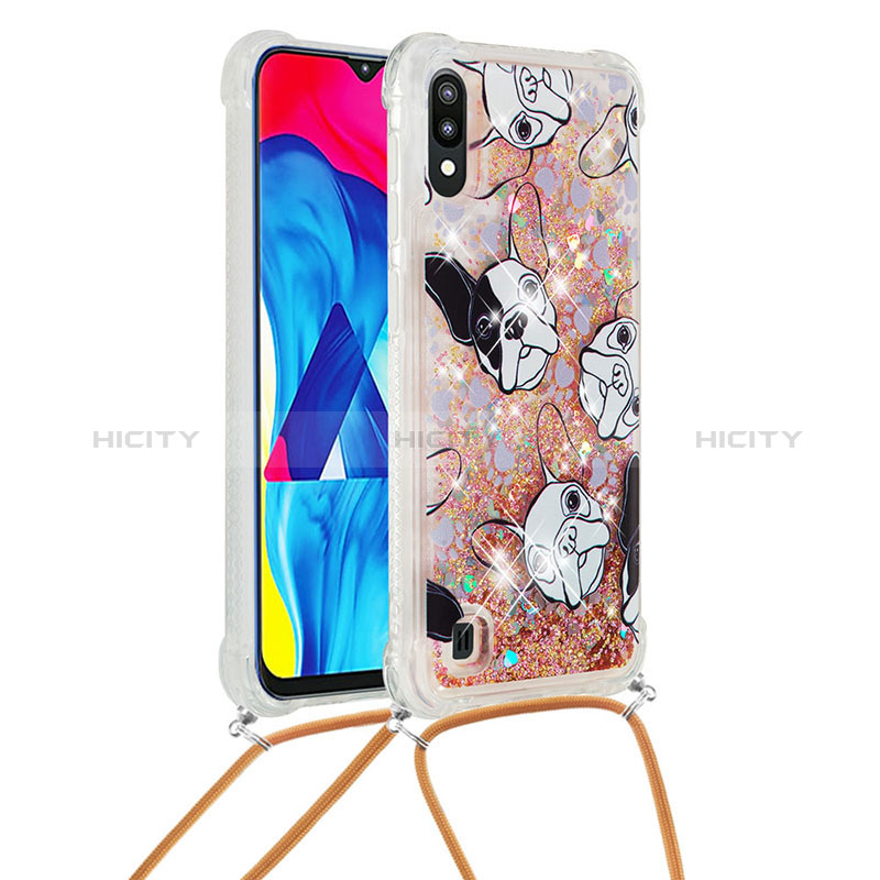 Silikon Hülle Handyhülle Gummi Schutzhülle Flexible Tasche Bling-Bling mit Schlüsselband Lanyard S02 für Samsung Galaxy M10