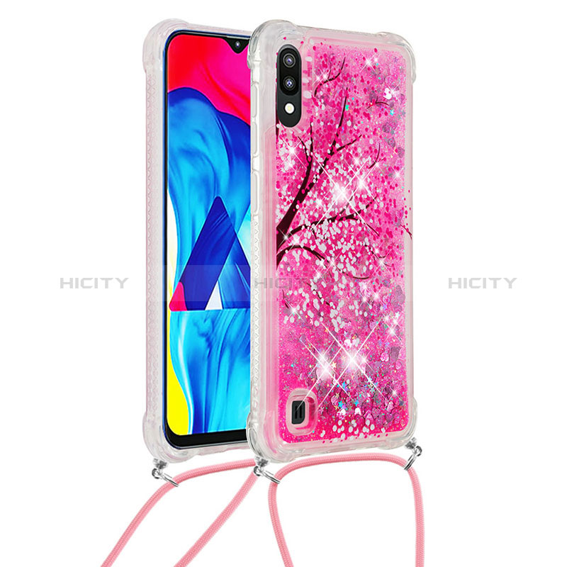 Silikon Hülle Handyhülle Gummi Schutzhülle Flexible Tasche Bling-Bling mit Schlüsselband Lanyard S02 für Samsung Galaxy M10