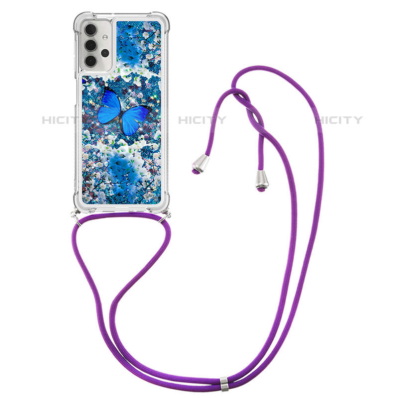 Silikon Hülle Handyhülle Gummi Schutzhülle Flexible Tasche Bling-Bling mit Schlüsselband Lanyard S02 für Samsung Galaxy M32 5G