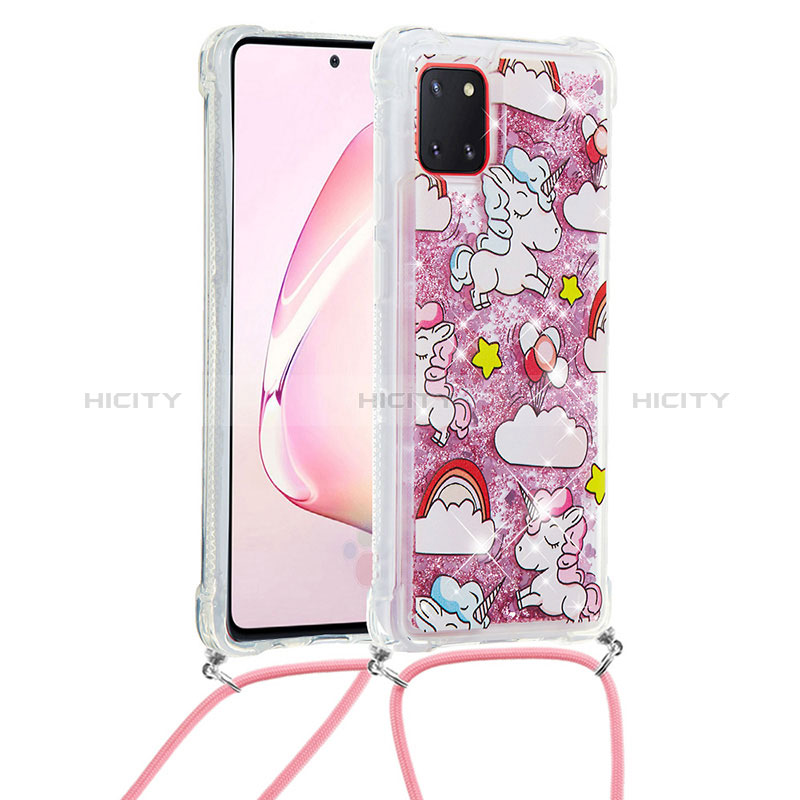 Silikon Hülle Handyhülle Gummi Schutzhülle Flexible Tasche Bling-Bling mit Schlüsselband Lanyard S02 für Samsung Galaxy M60s