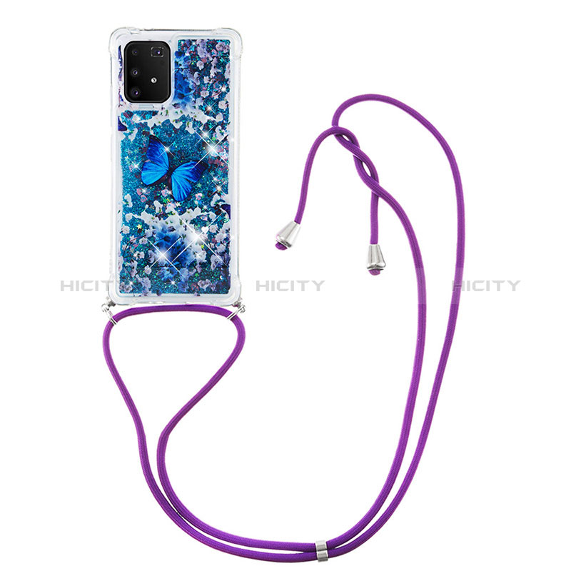 Silikon Hülle Handyhülle Gummi Schutzhülle Flexible Tasche Bling-Bling mit Schlüsselband Lanyard S02 für Samsung Galaxy M80S groß