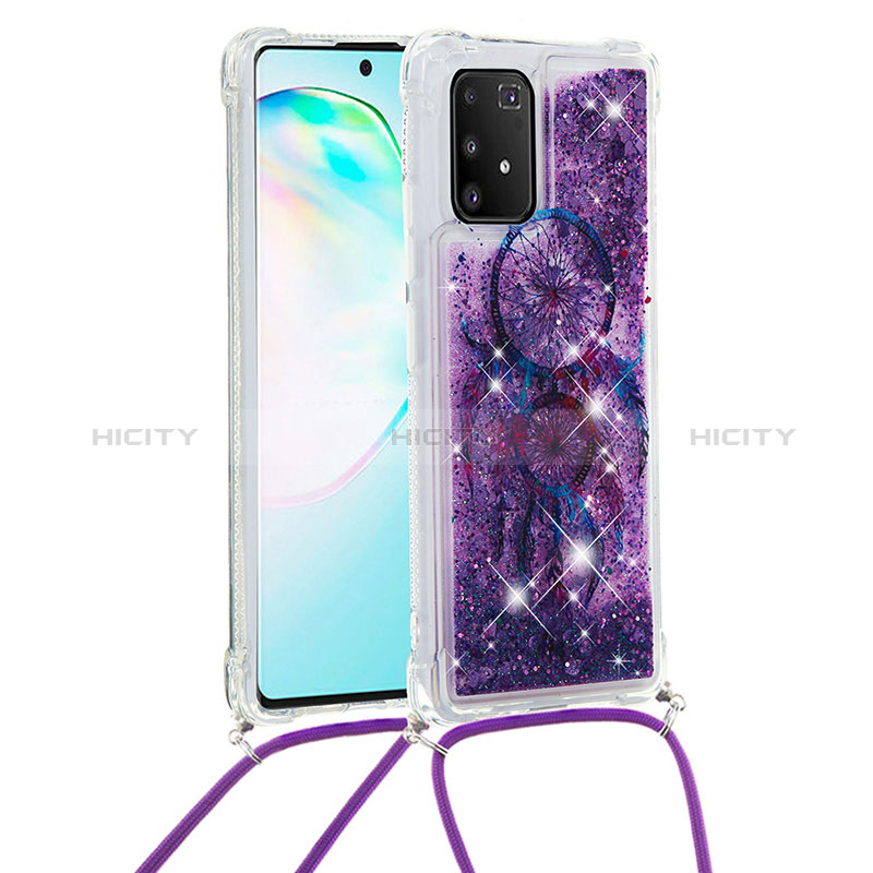 Silikon Hülle Handyhülle Gummi Schutzhülle Flexible Tasche Bling-Bling mit Schlüsselband Lanyard S02 für Samsung Galaxy M80S groß