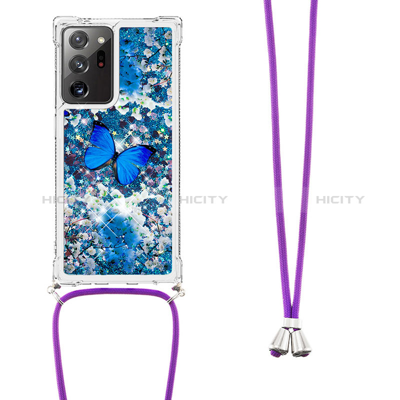 Silikon Hülle Handyhülle Gummi Schutzhülle Flexible Tasche Bling-Bling mit Schlüsselband Lanyard S02 für Samsung Galaxy Note 20 Ultra 5G