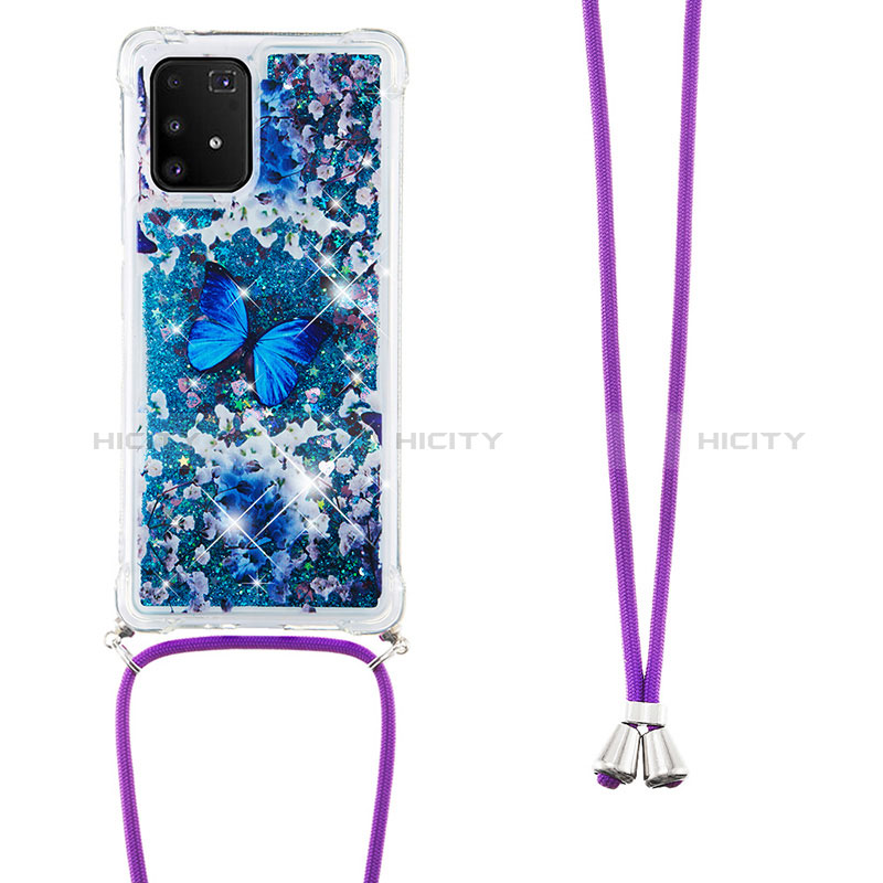 Silikon Hülle Handyhülle Gummi Schutzhülle Flexible Tasche Bling-Bling mit Schlüsselband Lanyard S02 für Samsung Galaxy S10 Lite