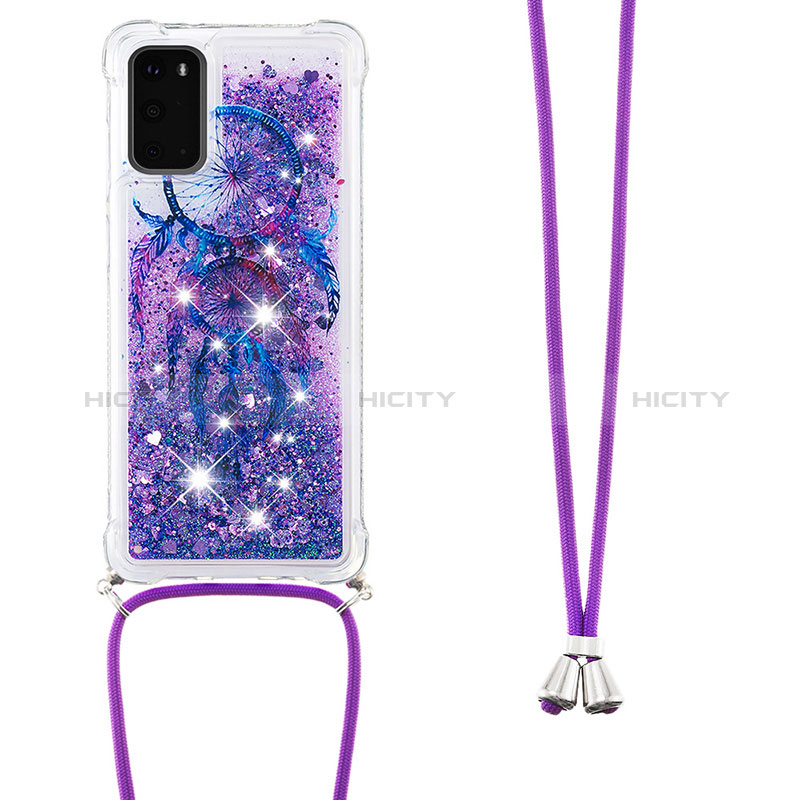 Silikon Hülle Handyhülle Gummi Schutzhülle Flexible Tasche Bling-Bling mit Schlüsselband Lanyard S02 für Samsung Galaxy S20 5G