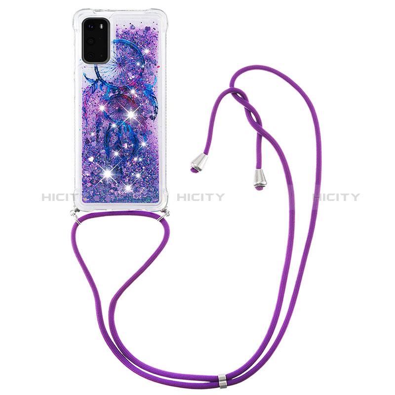 Silikon Hülle Handyhülle Gummi Schutzhülle Flexible Tasche Bling-Bling mit Schlüsselband Lanyard S02 für Samsung Galaxy S20 5G