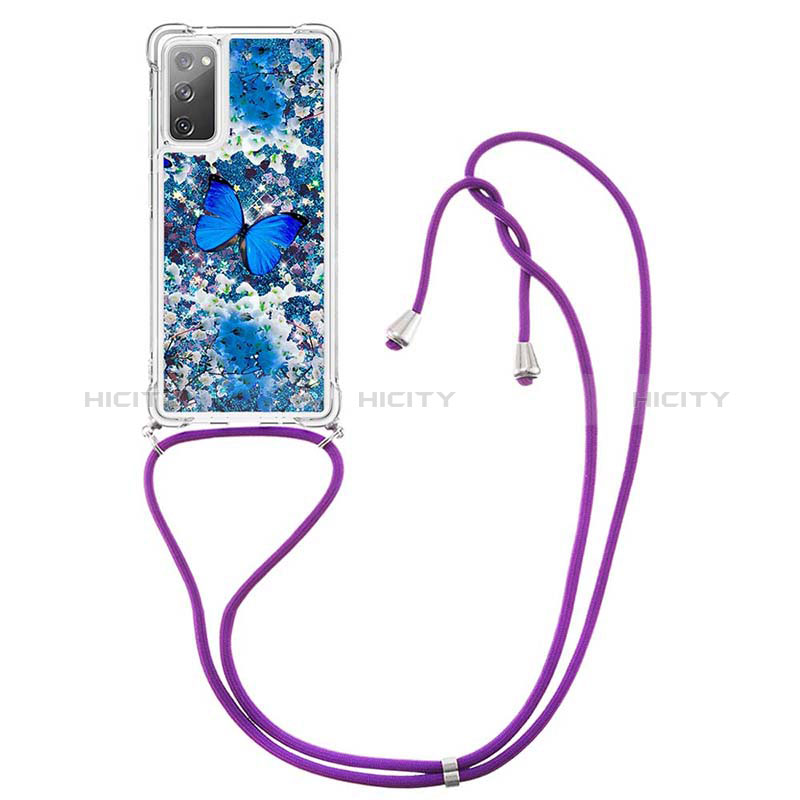 Silikon Hülle Handyhülle Gummi Schutzhülle Flexible Tasche Bling-Bling mit Schlüsselband Lanyard S02 für Samsung Galaxy S20 FE (2022) 5G groß