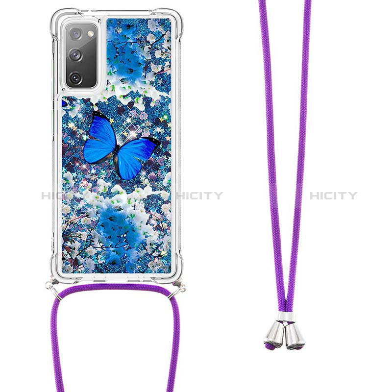 Silikon Hülle Handyhülle Gummi Schutzhülle Flexible Tasche Bling-Bling mit Schlüsselband Lanyard S02 für Samsung Galaxy S20 FE 4G groß