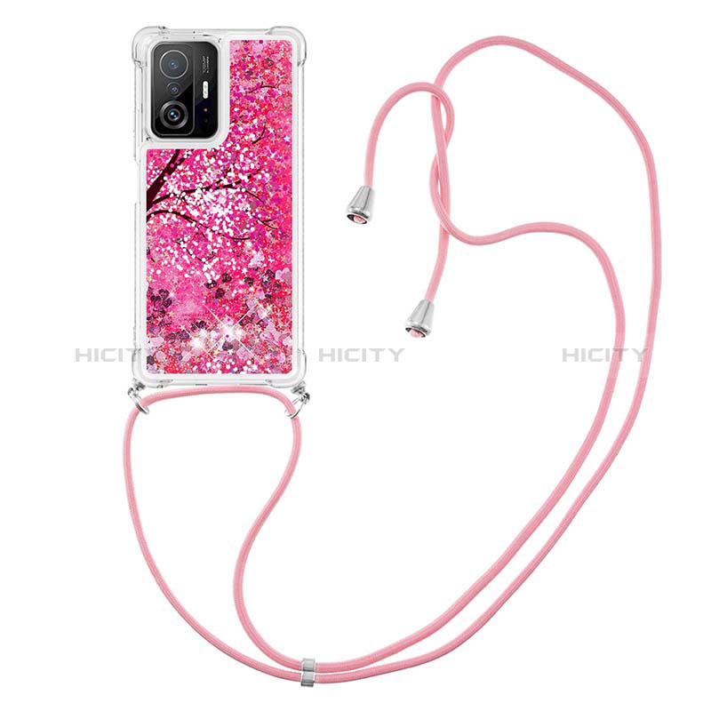 Silikon Hülle Handyhülle Gummi Schutzhülle Flexible Tasche Bling-Bling mit Schlüsselband Lanyard S02 für Xiaomi Mi 11T 5G groß