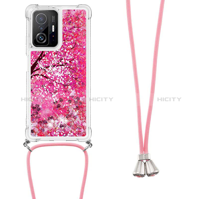 Silikon Hülle Handyhülle Gummi Schutzhülle Flexible Tasche Bling-Bling mit Schlüsselband Lanyard S02 für Xiaomi Mi 11T Pro 5G groß