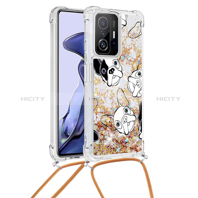 Silikon Hülle Handyhülle Gummi Schutzhülle Flexible Tasche Bling-Bling mit Schlüsselband Lanyard S02 für Xiaomi Mi 11T Pro 5G groß