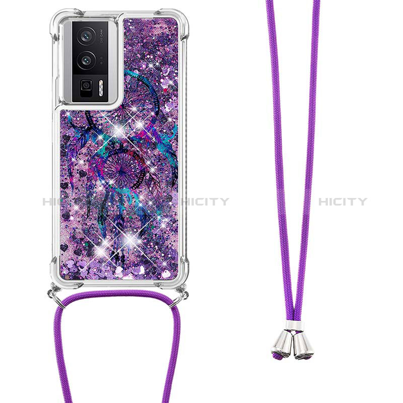 Silikon Hülle Handyhülle Gummi Schutzhülle Flexible Tasche Bling-Bling mit Schlüsselband Lanyard S02 für Xiaomi Poco F5 Pro 5G groß