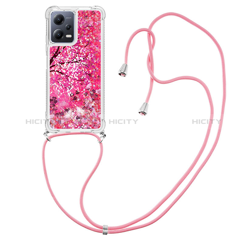 Silikon Hülle Handyhülle Gummi Schutzhülle Flexible Tasche Bling-Bling mit Schlüsselband Lanyard S02 für Xiaomi Poco X5 5G