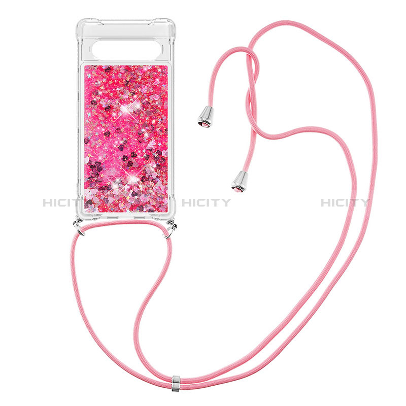 Silikon Hülle Handyhülle Gummi Schutzhülle Flexible Tasche Bling-Bling mit Schlüsselband Lanyard S03 für Google Pixel 7a 5G groß