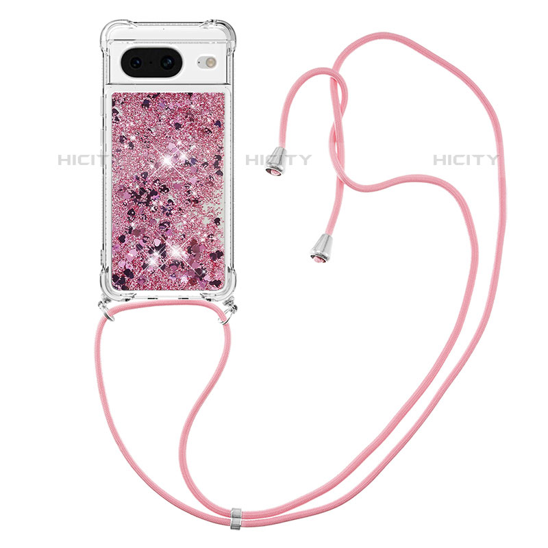 Silikon Hülle Handyhülle Gummi Schutzhülle Flexible Tasche Bling-Bling mit Schlüsselband Lanyard S03 für Google Pixel 8 5G