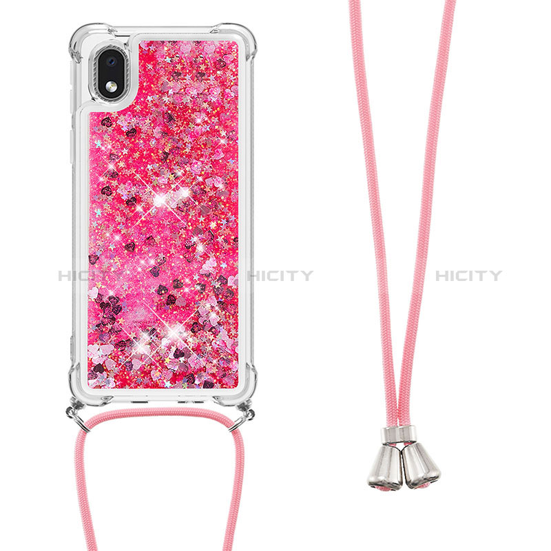 Silikon Hülle Handyhülle Gummi Schutzhülle Flexible Tasche Bling-Bling mit Schlüsselband Lanyard S03 für Samsung Galaxy A01 Core