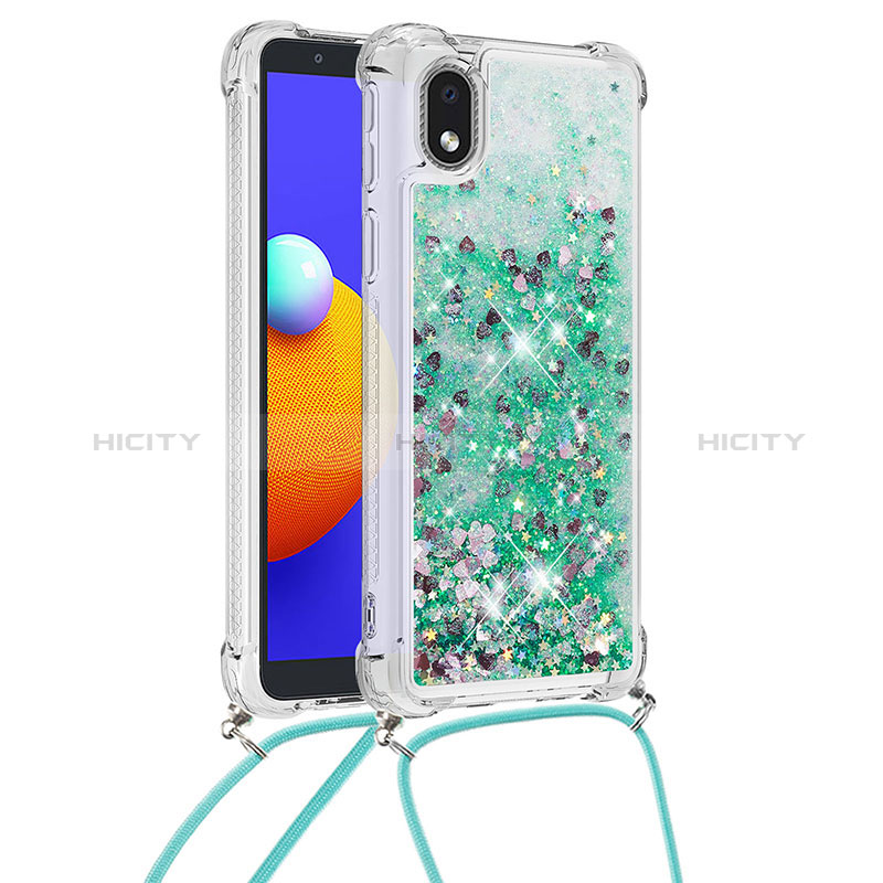 Silikon Hülle Handyhülle Gummi Schutzhülle Flexible Tasche Bling-Bling mit Schlüsselband Lanyard S03 für Samsung Galaxy A01 Core groß