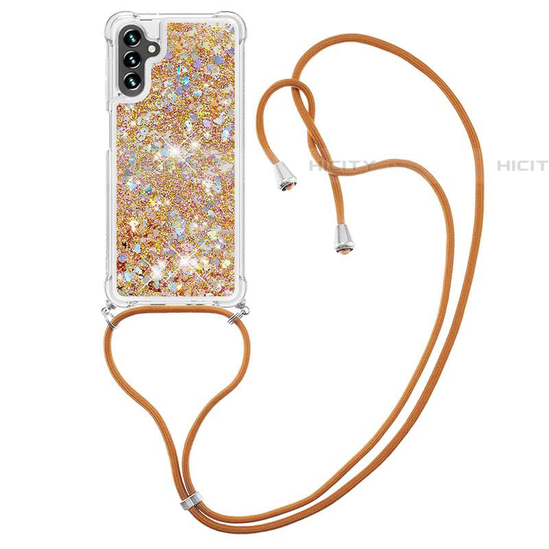 Silikon Hülle Handyhülle Gummi Schutzhülle Flexible Tasche Bling-Bling mit Schlüsselband Lanyard S03 für Samsung Galaxy A04s groß