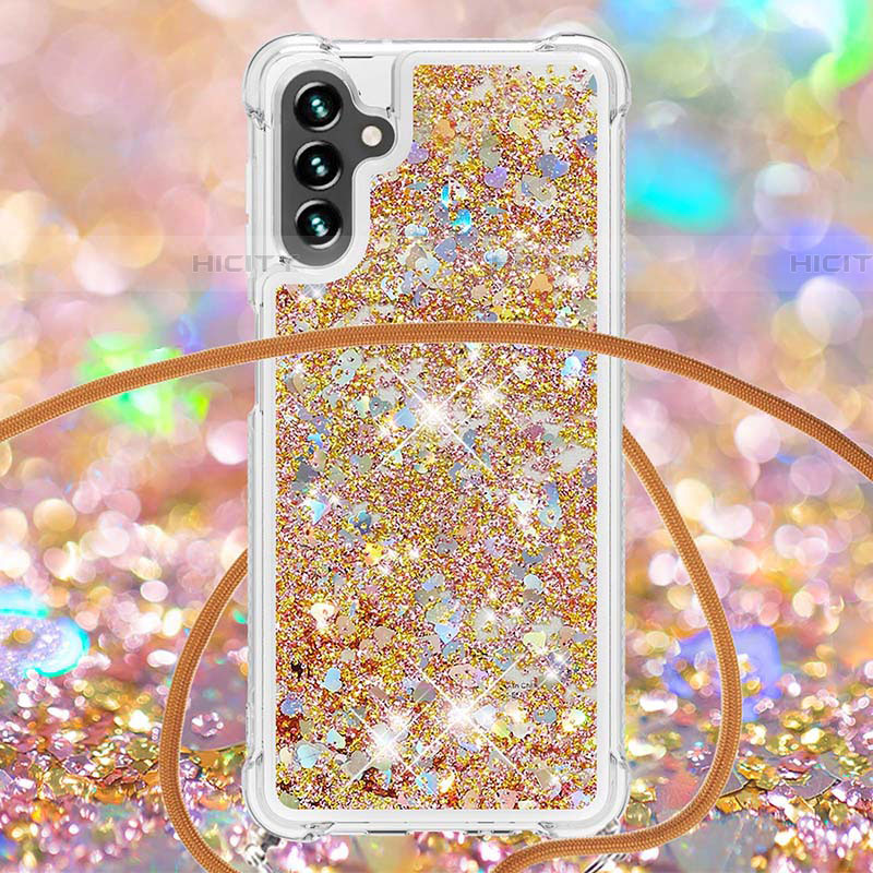 Silikon Hülle Handyhülle Gummi Schutzhülle Flexible Tasche Bling-Bling mit Schlüsselband Lanyard S03 für Samsung Galaxy A04s