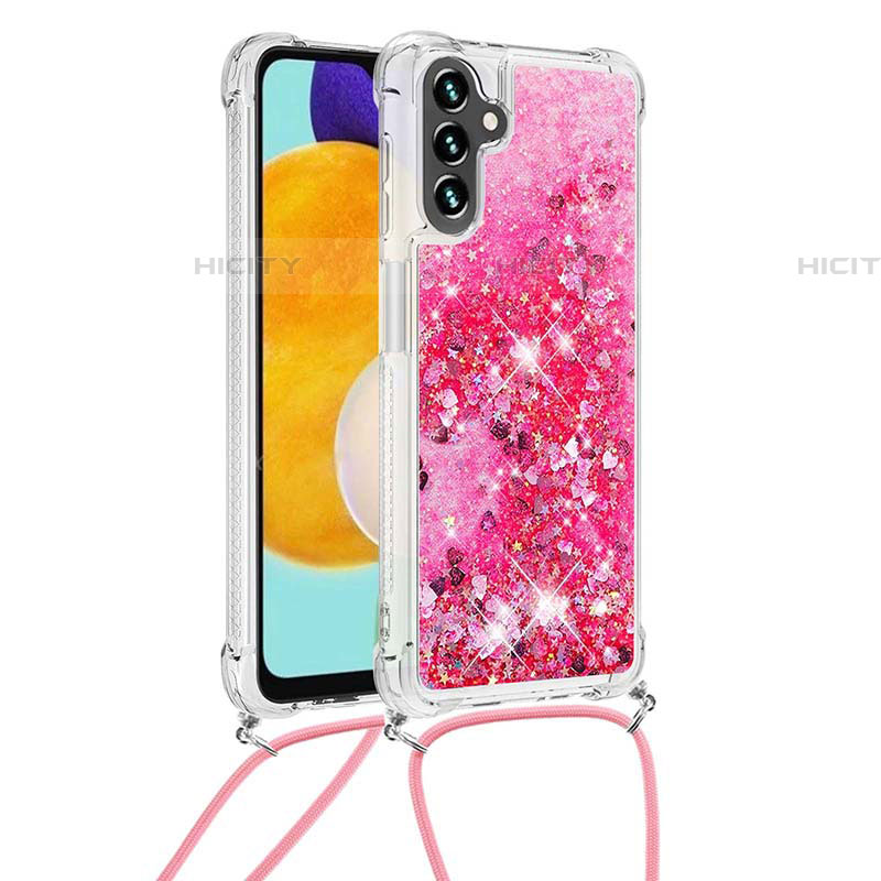 Silikon Hülle Handyhülle Gummi Schutzhülle Flexible Tasche Bling-Bling mit Schlüsselband Lanyard S03 für Samsung Galaxy A04s groß