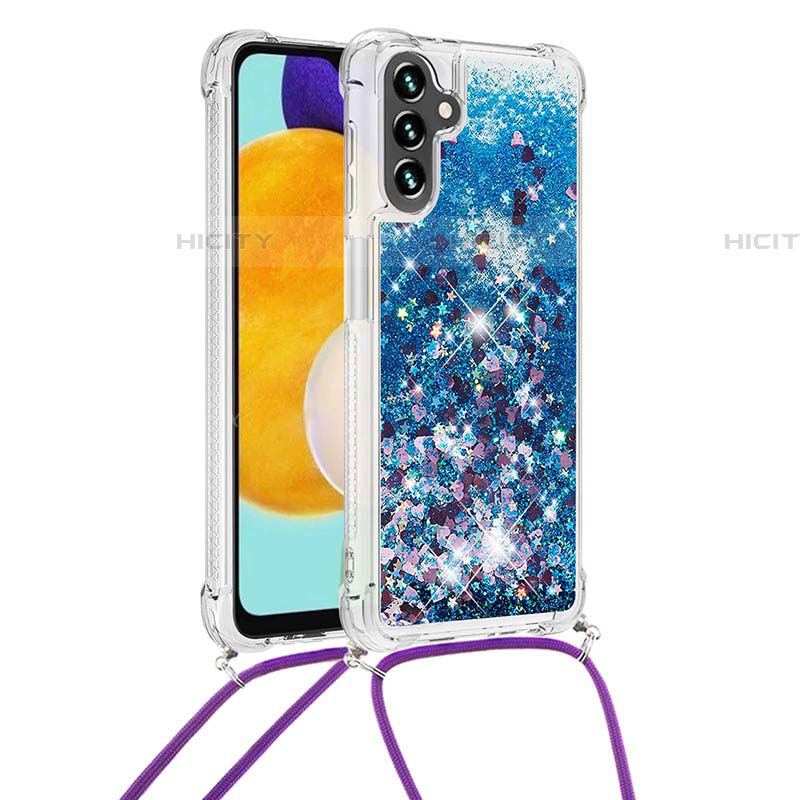 Silikon Hülle Handyhülle Gummi Schutzhülle Flexible Tasche Bling-Bling mit Schlüsselband Lanyard S03 für Samsung Galaxy A04s groß