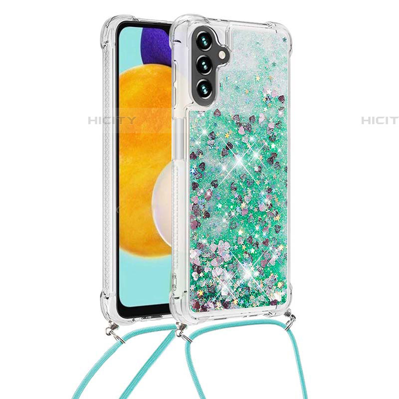 Silikon Hülle Handyhülle Gummi Schutzhülle Flexible Tasche Bling-Bling mit Schlüsselband Lanyard S03 für Samsung Galaxy A04s groß