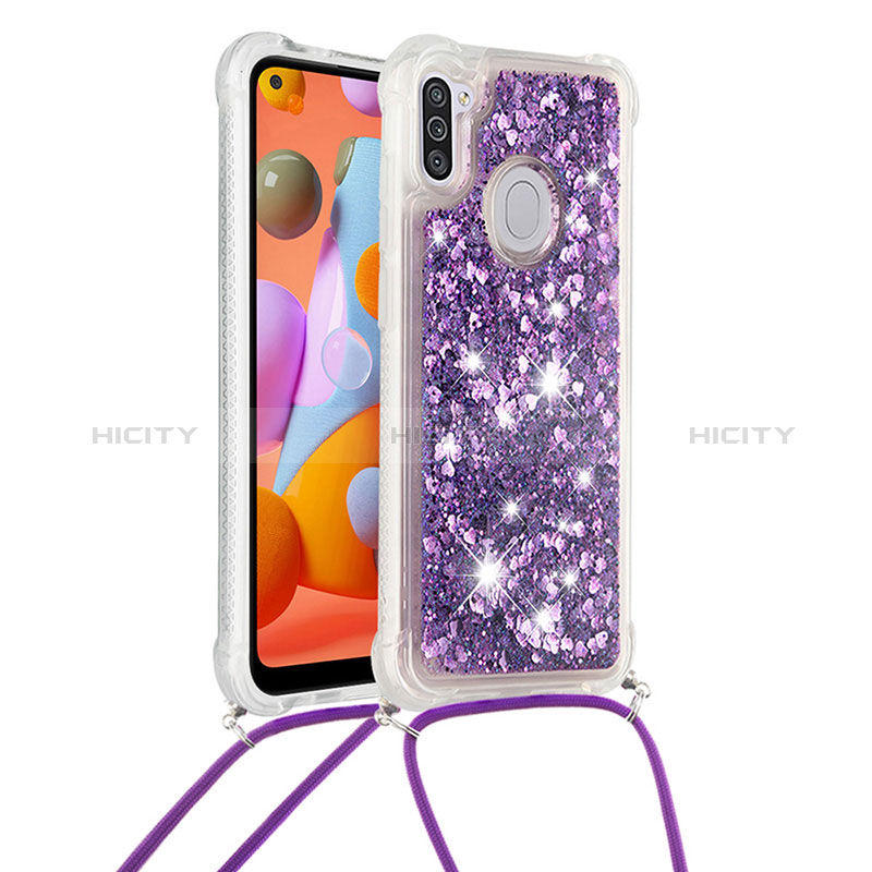 Silikon Hülle Handyhülle Gummi Schutzhülle Flexible Tasche Bling-Bling mit Schlüsselband Lanyard S03 für Samsung Galaxy A11