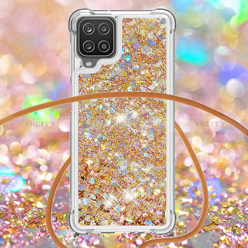 Silikon Hülle Handyhülle Gummi Schutzhülle Flexible Tasche Bling-Bling mit Schlüsselband Lanyard S03 für Samsung Galaxy A12 Nacho groß