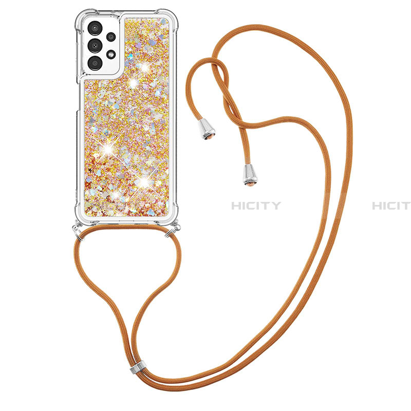 Silikon Hülle Handyhülle Gummi Schutzhülle Flexible Tasche Bling-Bling mit Schlüsselband Lanyard S03 für Samsung Galaxy A13 4G