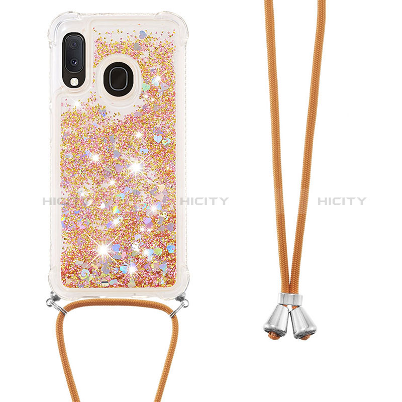 Silikon Hülle Handyhülle Gummi Schutzhülle Flexible Tasche Bling-Bling mit Schlüsselband Lanyard S03 für Samsung Galaxy A20e