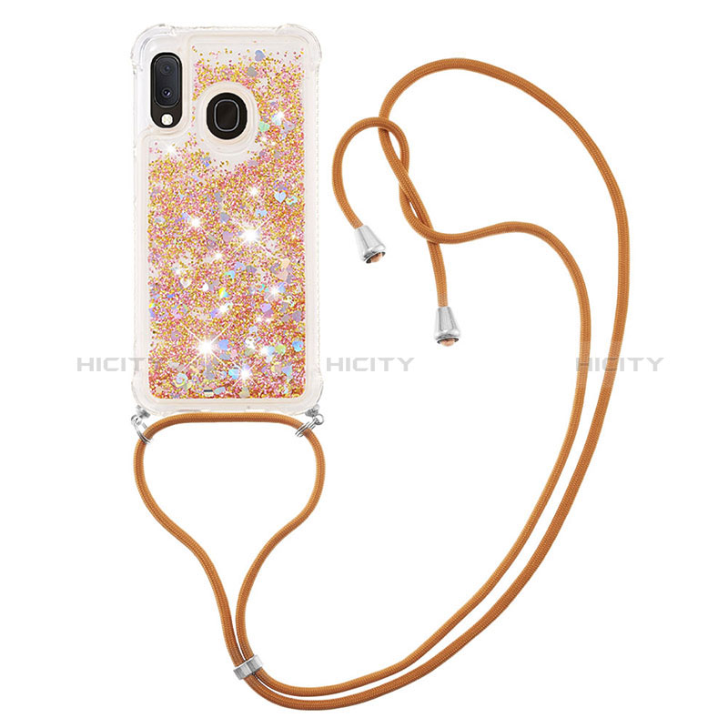 Silikon Hülle Handyhülle Gummi Schutzhülle Flexible Tasche Bling-Bling mit Schlüsselband Lanyard S03 für Samsung Galaxy A20e