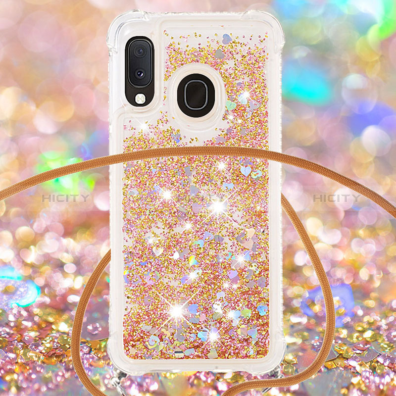 Silikon Hülle Handyhülle Gummi Schutzhülle Flexible Tasche Bling-Bling mit Schlüsselband Lanyard S03 für Samsung Galaxy A20e