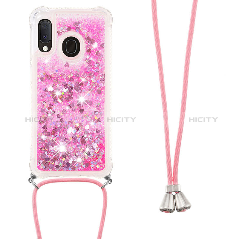 Silikon Hülle Handyhülle Gummi Schutzhülle Flexible Tasche Bling-Bling mit Schlüsselband Lanyard S03 für Samsung Galaxy A20e