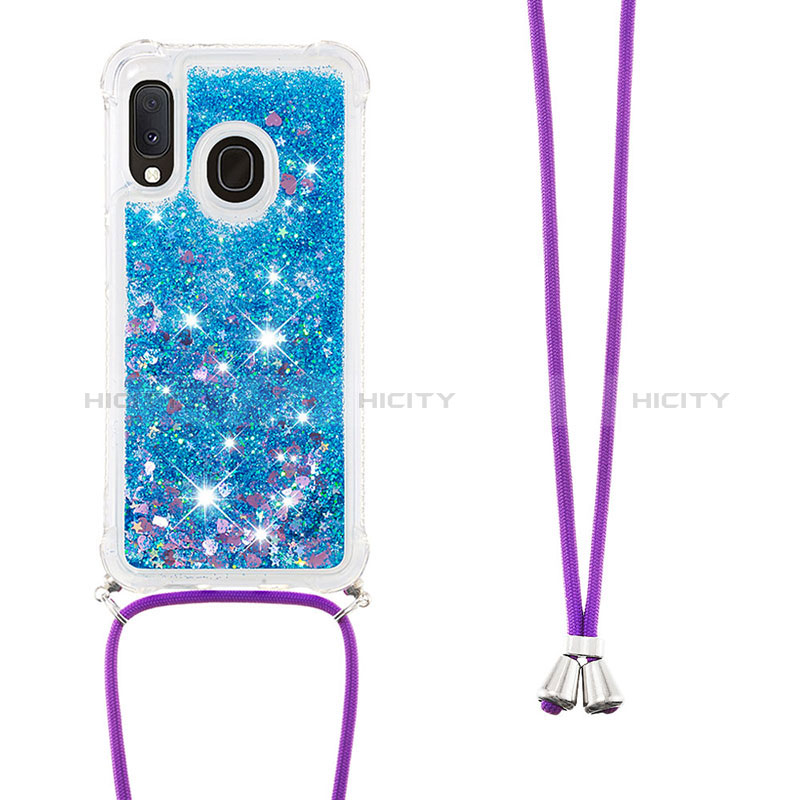 Silikon Hülle Handyhülle Gummi Schutzhülle Flexible Tasche Bling-Bling mit Schlüsselband Lanyard S03 für Samsung Galaxy A20e