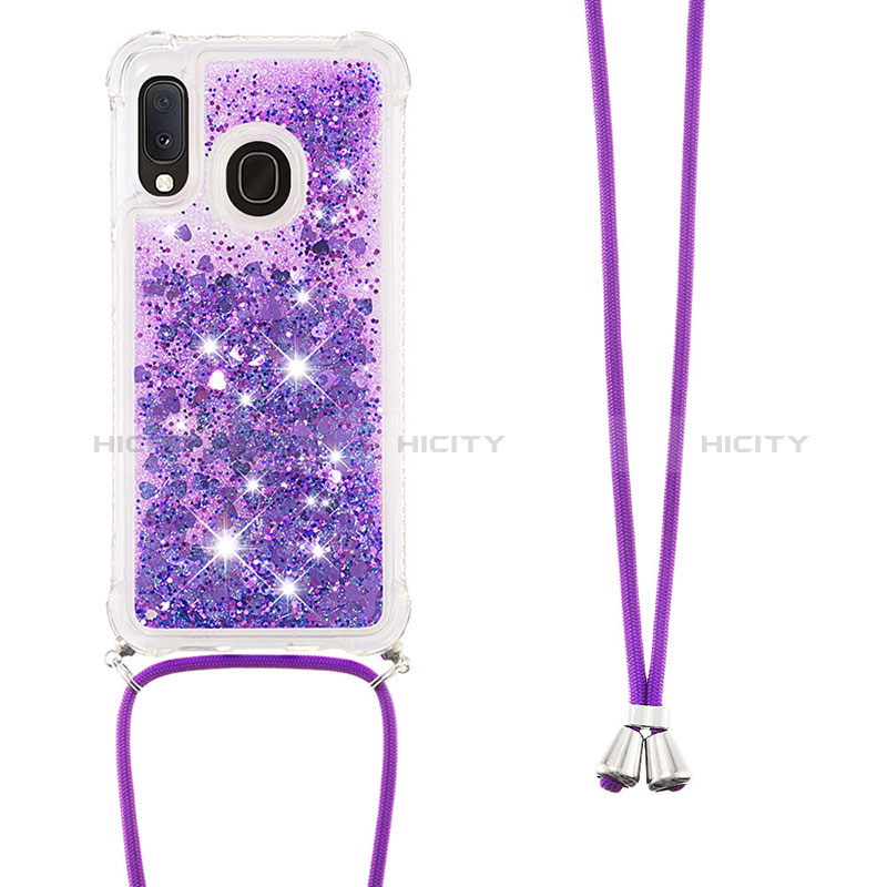 Silikon Hülle Handyhülle Gummi Schutzhülle Flexible Tasche Bling-Bling mit Schlüsselband Lanyard S03 für Samsung Galaxy A20e