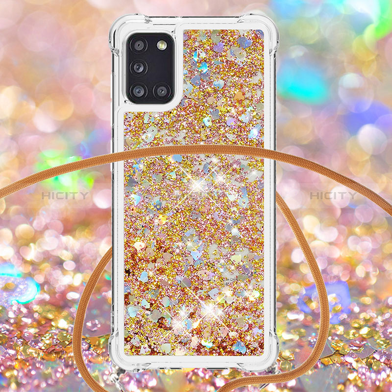 Silikon Hülle Handyhülle Gummi Schutzhülle Flexible Tasche Bling-Bling mit Schlüsselband Lanyard S03 für Samsung Galaxy A31 groß