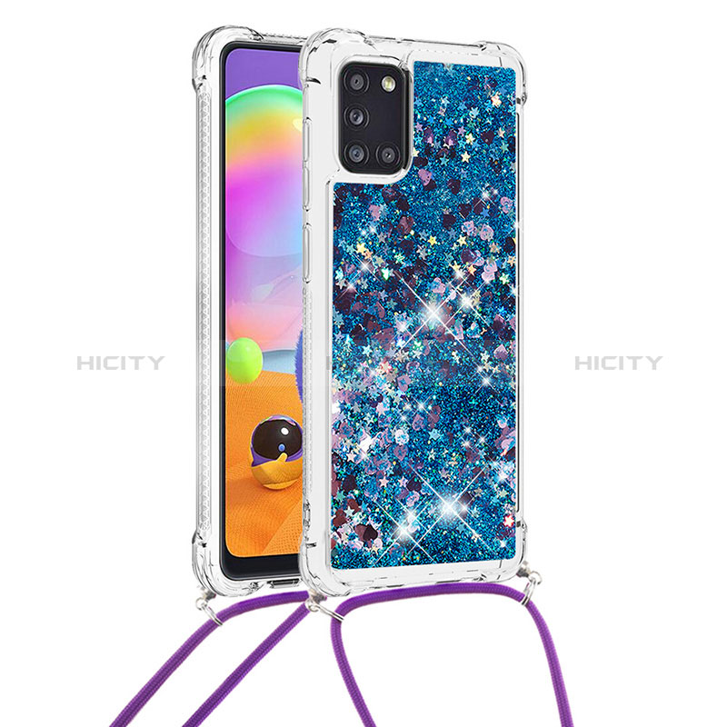 Silikon Hülle Handyhülle Gummi Schutzhülle Flexible Tasche Bling-Bling mit Schlüsselband Lanyard S03 für Samsung Galaxy A31 groß