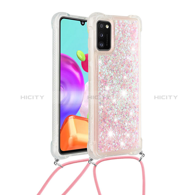 Silikon Hülle Handyhülle Gummi Schutzhülle Flexible Tasche Bling-Bling mit Schlüsselband Lanyard S03 für Samsung Galaxy A41