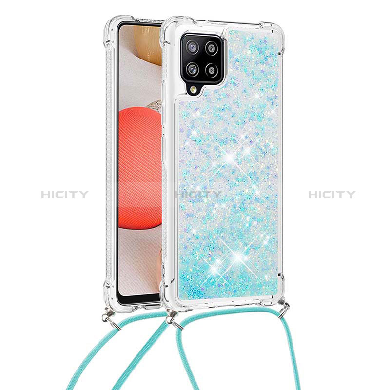 Silikon Hülle Handyhülle Gummi Schutzhülle Flexible Tasche Bling-Bling mit Schlüsselband Lanyard S03 für Samsung Galaxy A42 5G groß